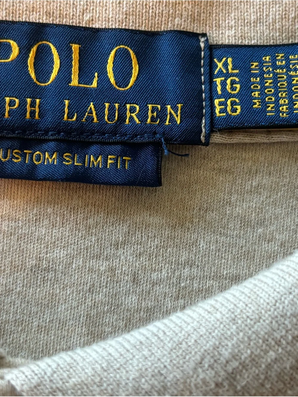 Ralph Lauren Men's Polo Shirt in Beige Heather Custom Slim Fit